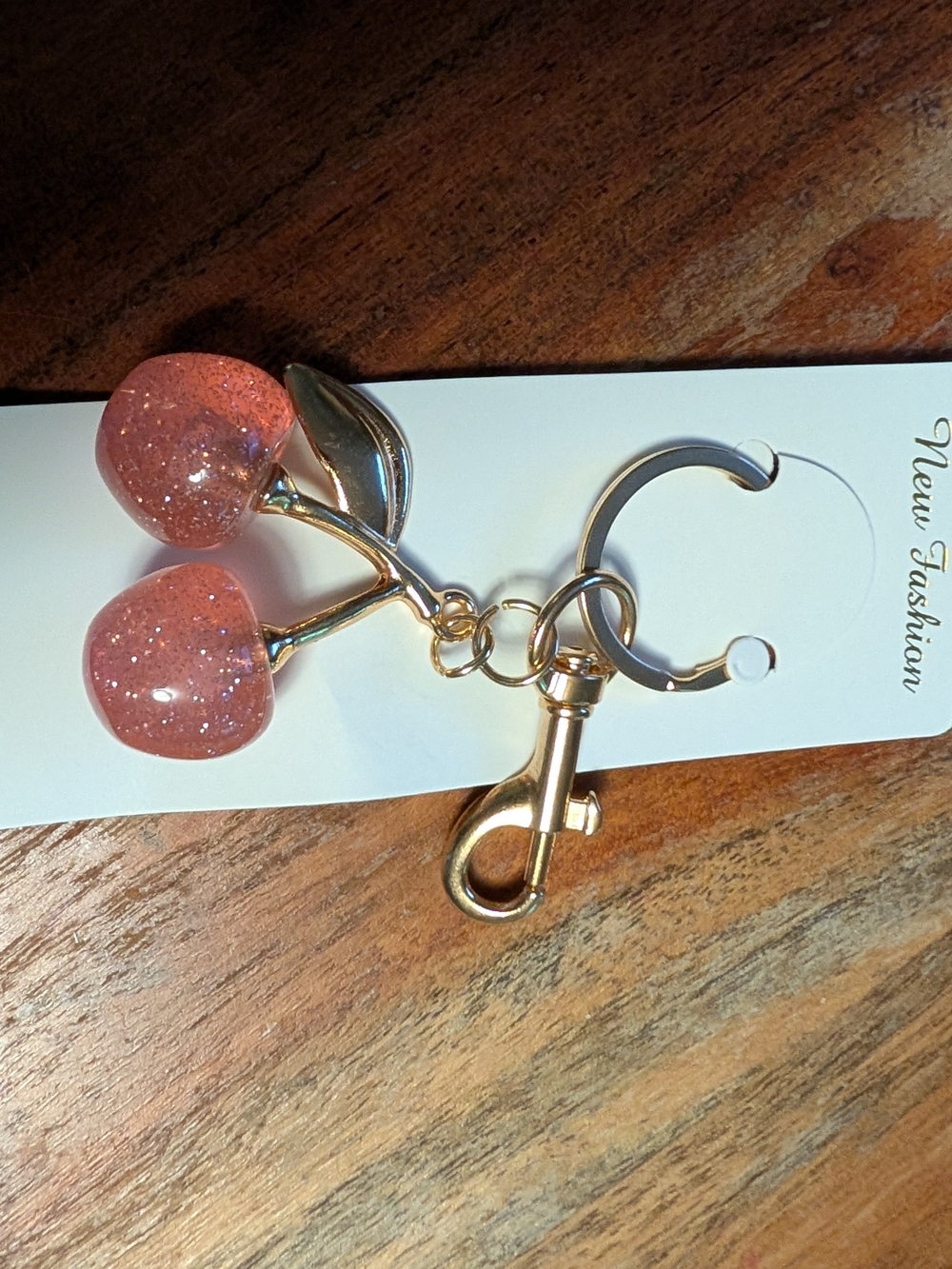 Pink Glitter Cherry Purse Charms